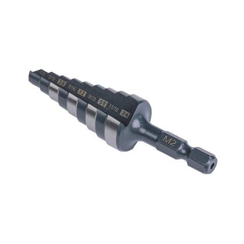 Jerax tools M2 HSS step drill in action with quick-change shank for easy switching