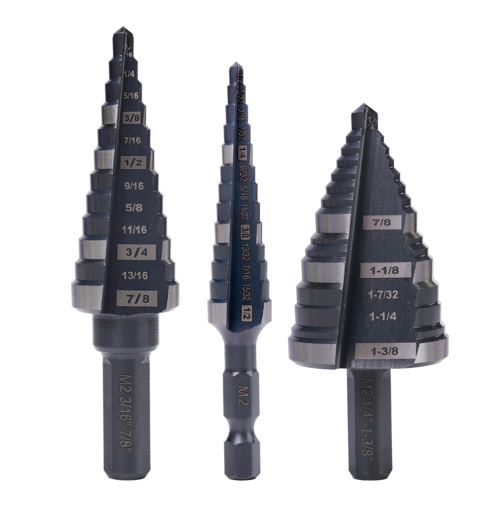 Jerax Tools step drill set shows visible hole-size markers for precise sizing