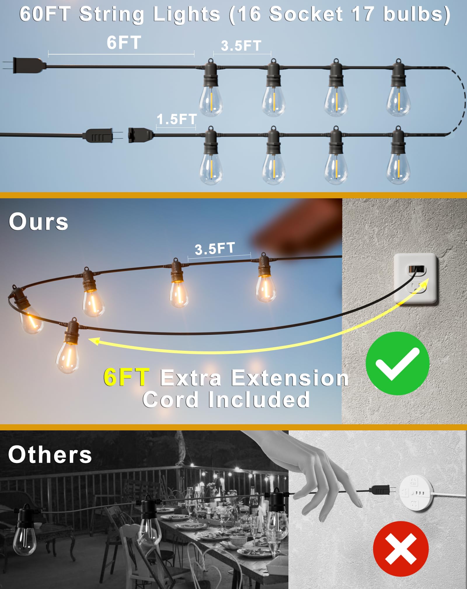 Jerritte easy hanging loops simplify outdoor installation on porches.