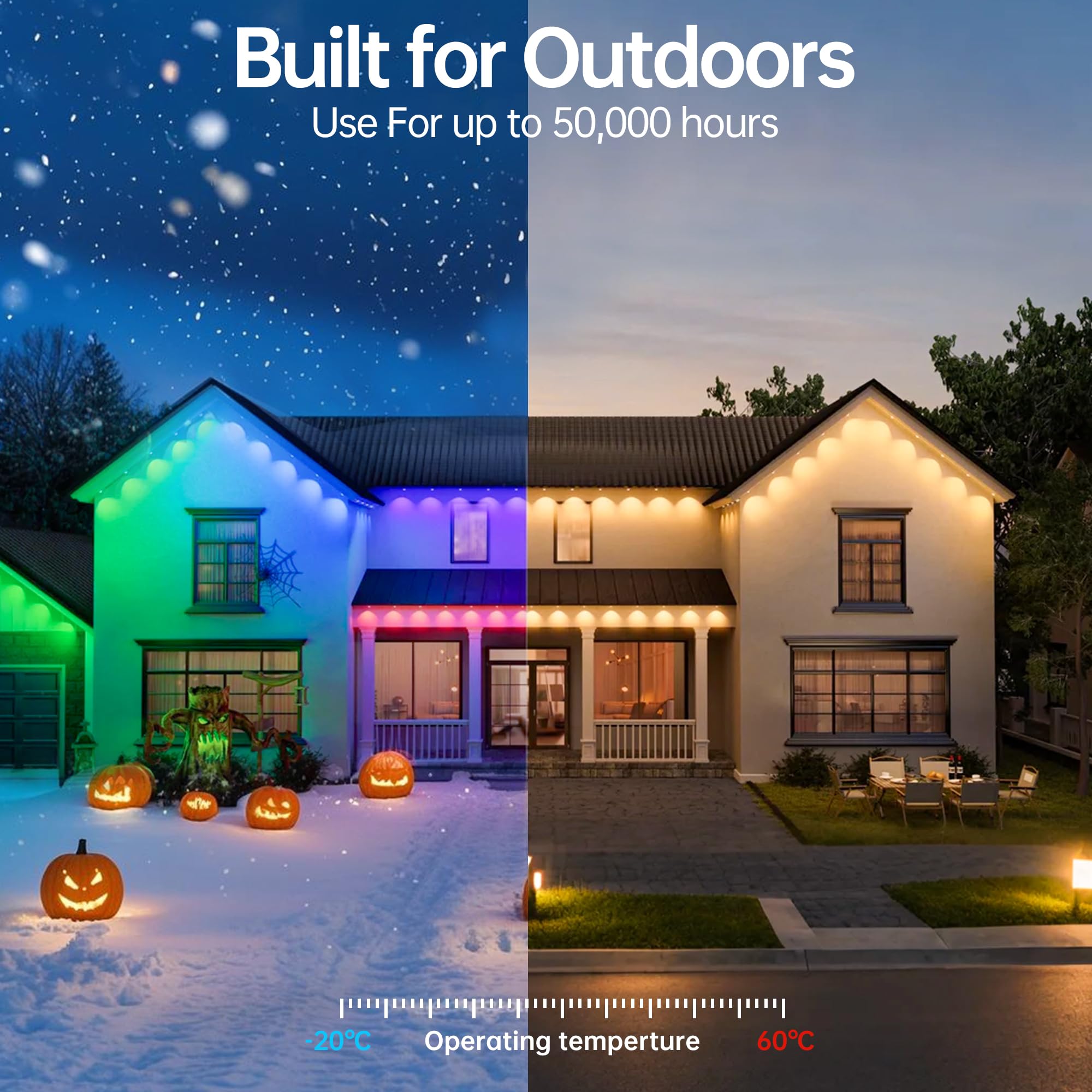 Jeryyen warm ambient outdoor lighting creates inviting exterior spaces.