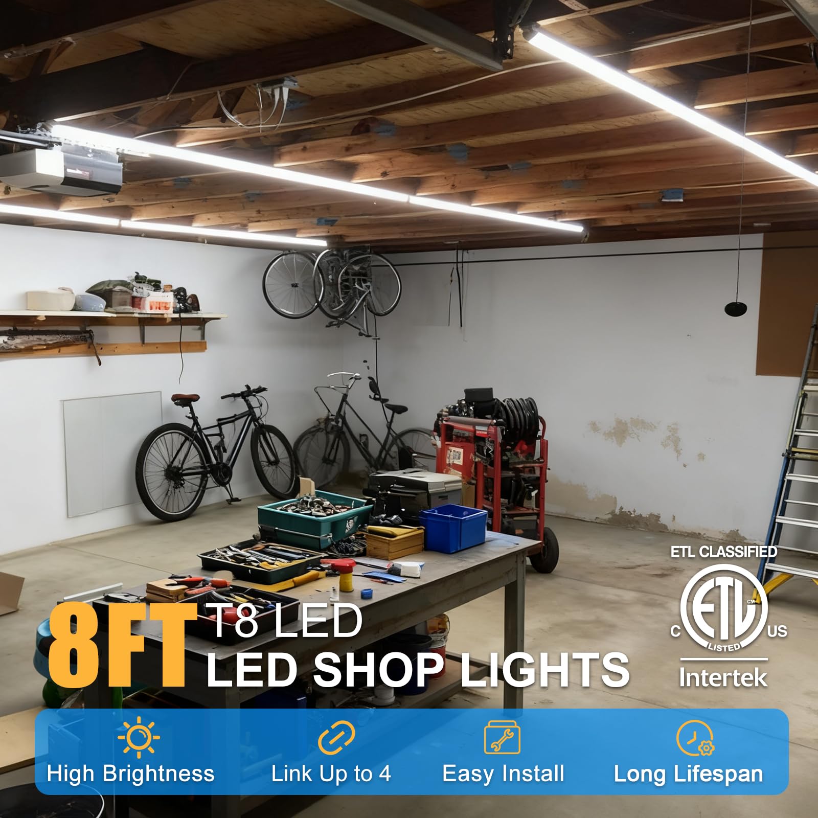 JESLED 8ft LED shop light delivers 9000 lumens for bright workshops