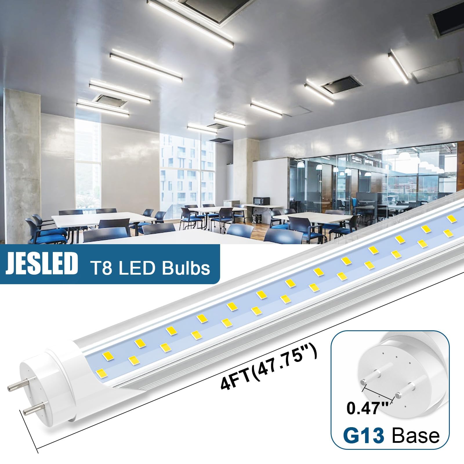 JESLED ballast-bypass T8 4ft tube enables ballast-free lighting upgrades.