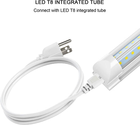 JESLED integrated LED tube plug-and-cable setup showing plug-and-play.