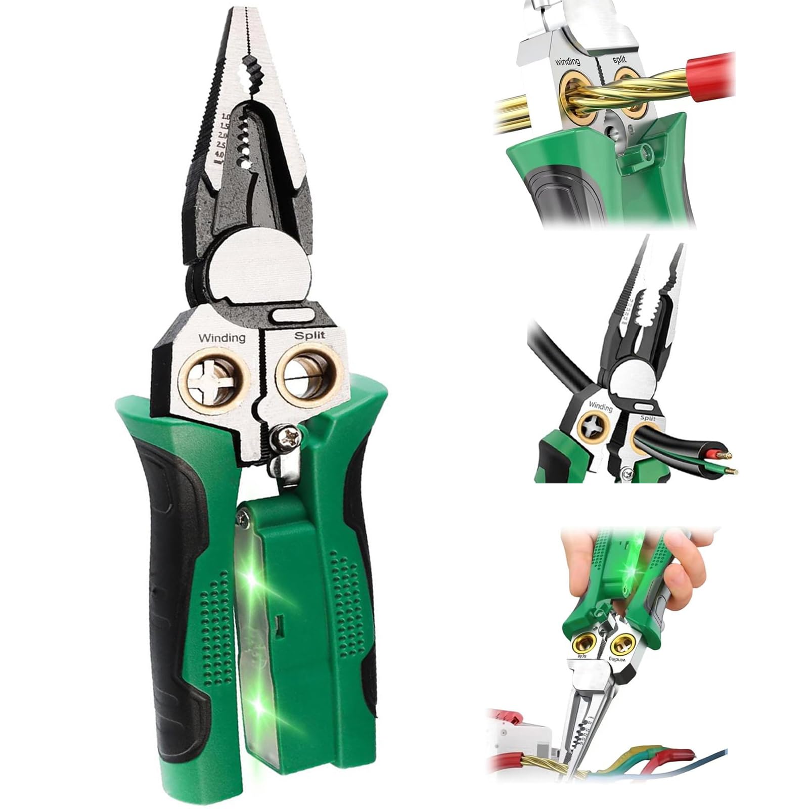 JESRYTOUR 8 in 1 wire stripper with voltage tester in use for safe electrical prep