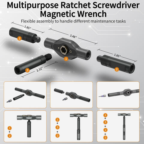 JESRYTOUR detachable ratchet handle enabling use in tight spaces.