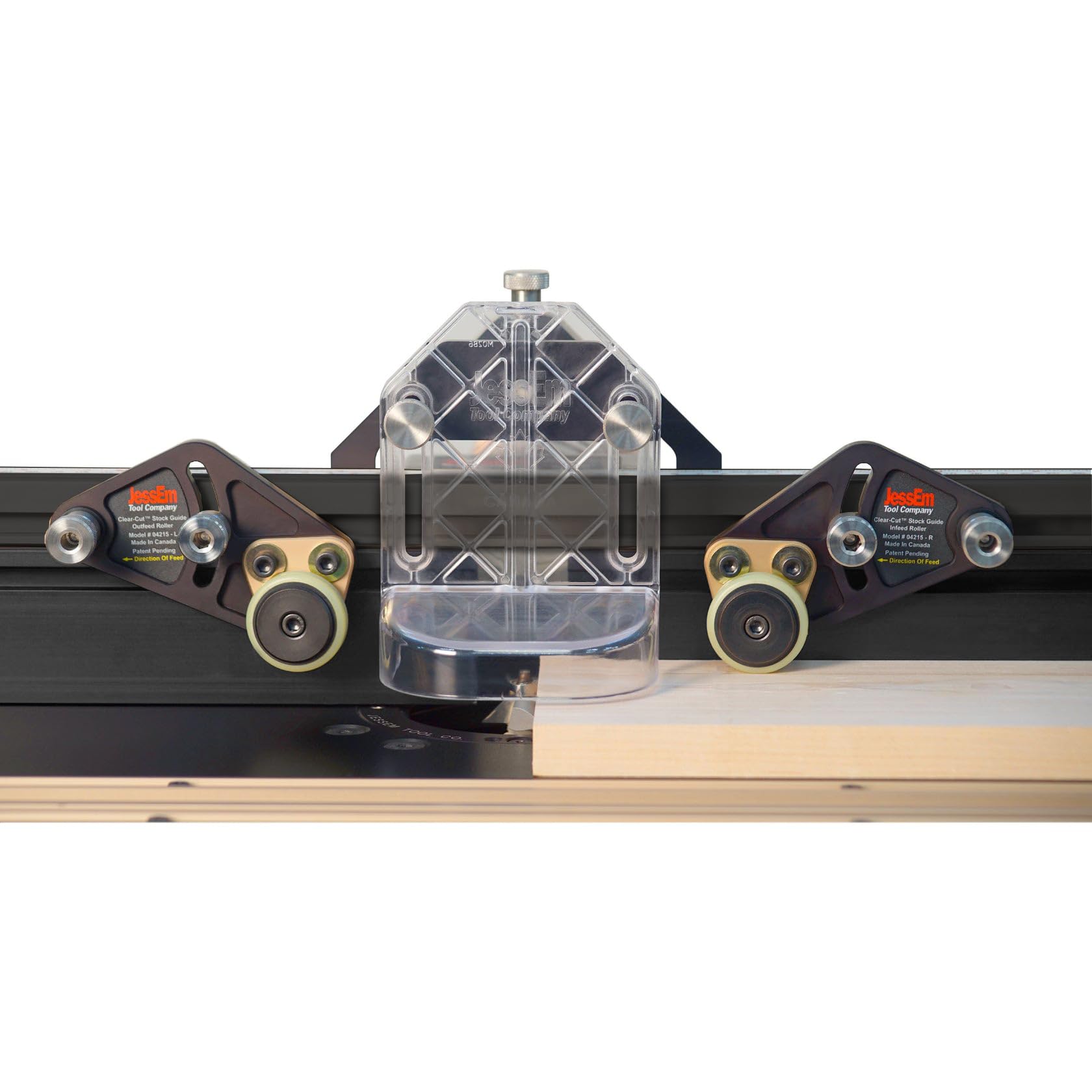 JessEm 04215 outfeed roller supporting controlled exit for cleaner cuts