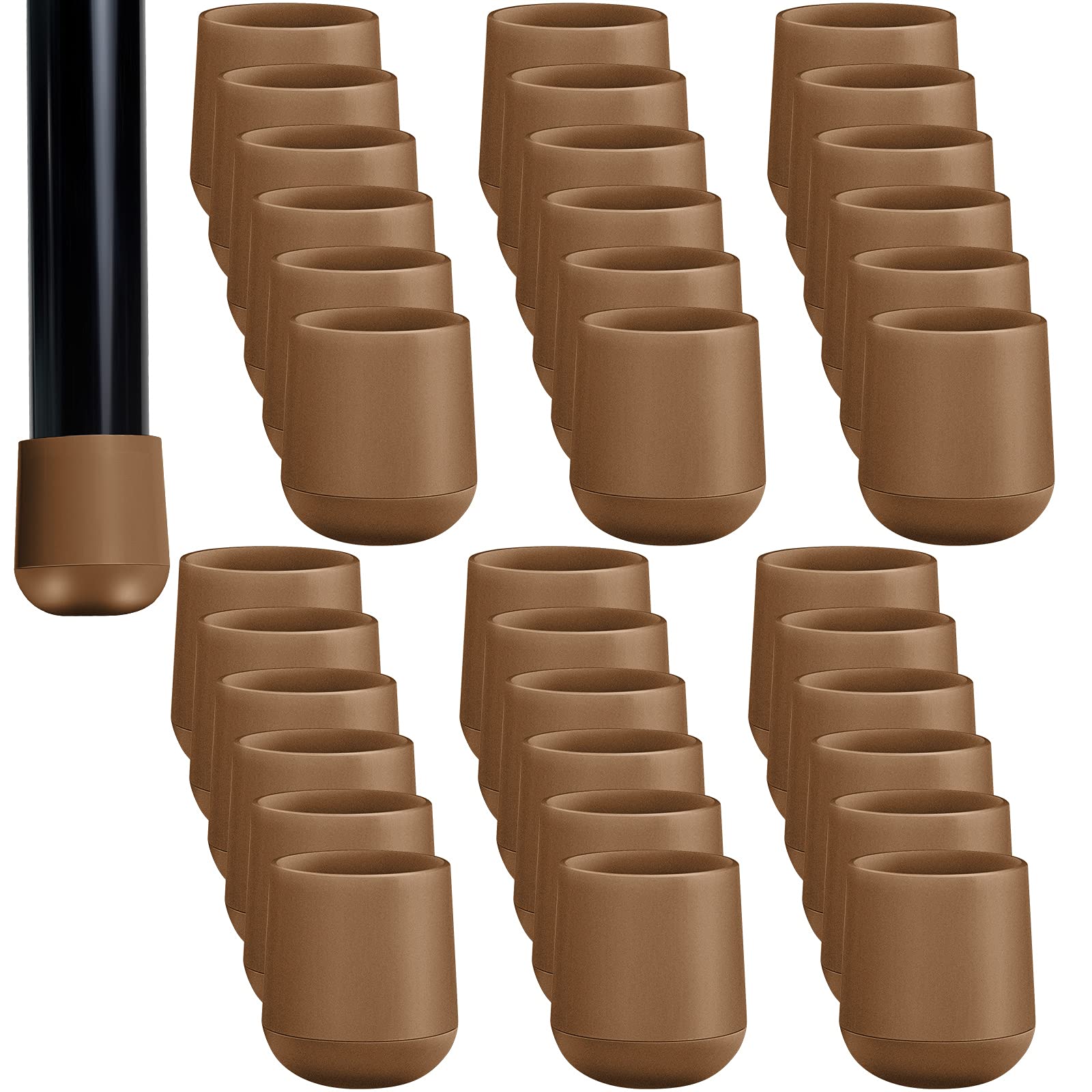 Jetec 36-piece leg caps fitted on 7/8 inch chair legs protect hardwood floors.