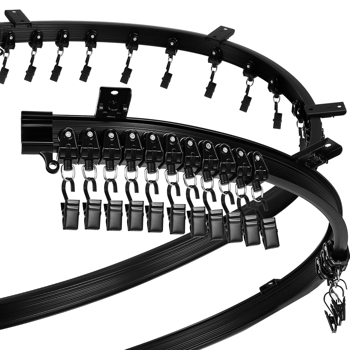 Jetec curved ceiling curtain track with bendable design for bunk beds, space-saving.