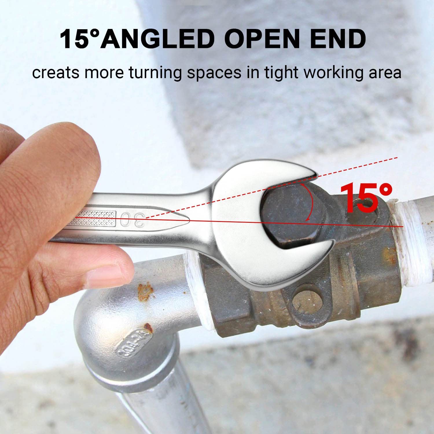 Jetech wrench with sand-blasted finish resisting rust and corrosion in rugged environments.