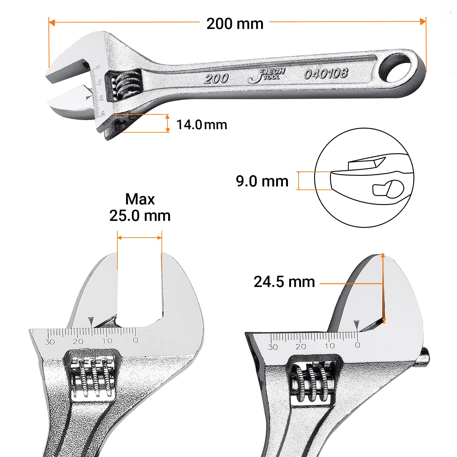 Jetech wrench wide opening up to 30mm enables versatile plumbing and assembly tasks