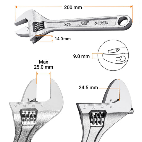Jetech wrench wide opening up to 30mm enables versatile plumbing and assembly tasks