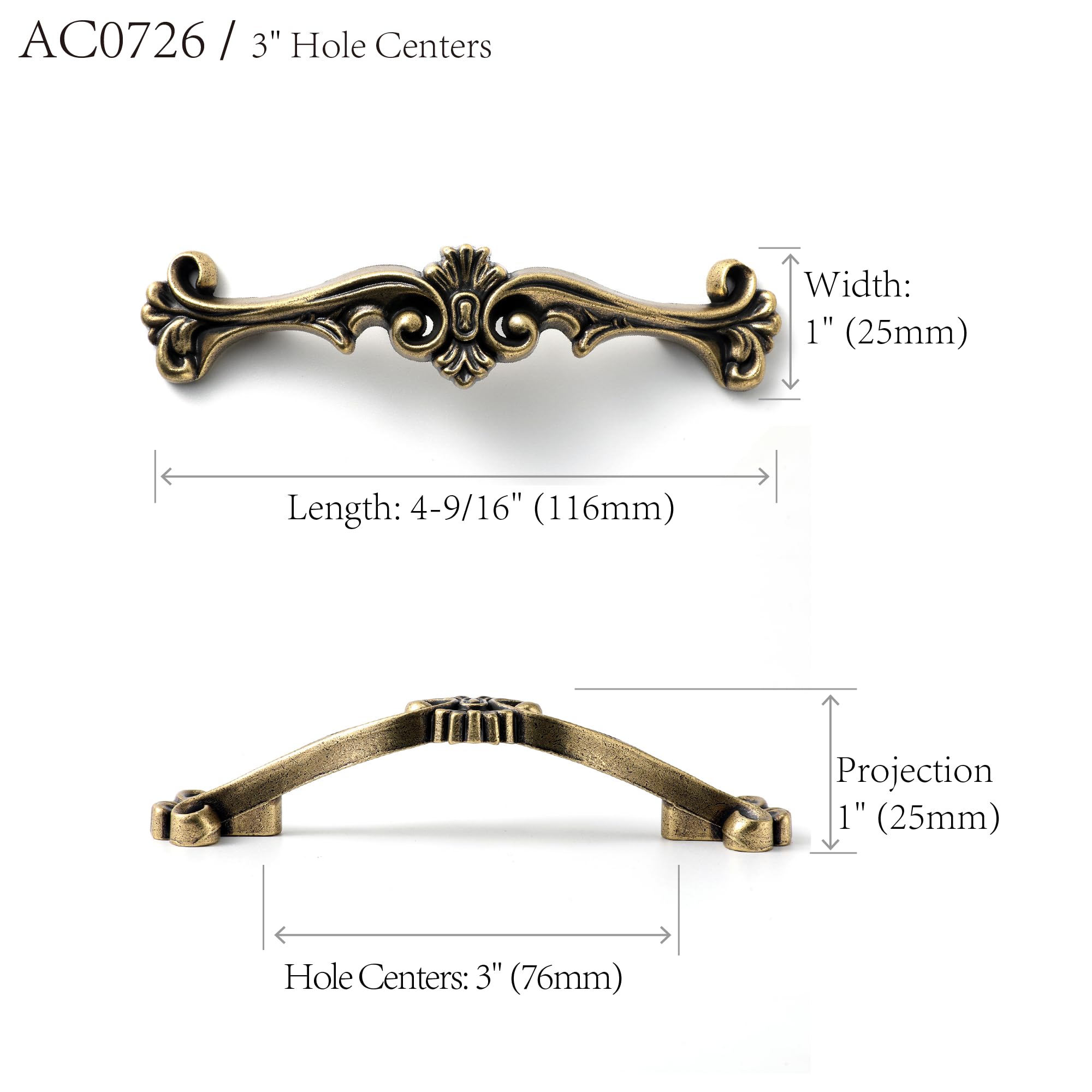 Jetland antique brass drawer pulls shown on a drawer for a classic update.