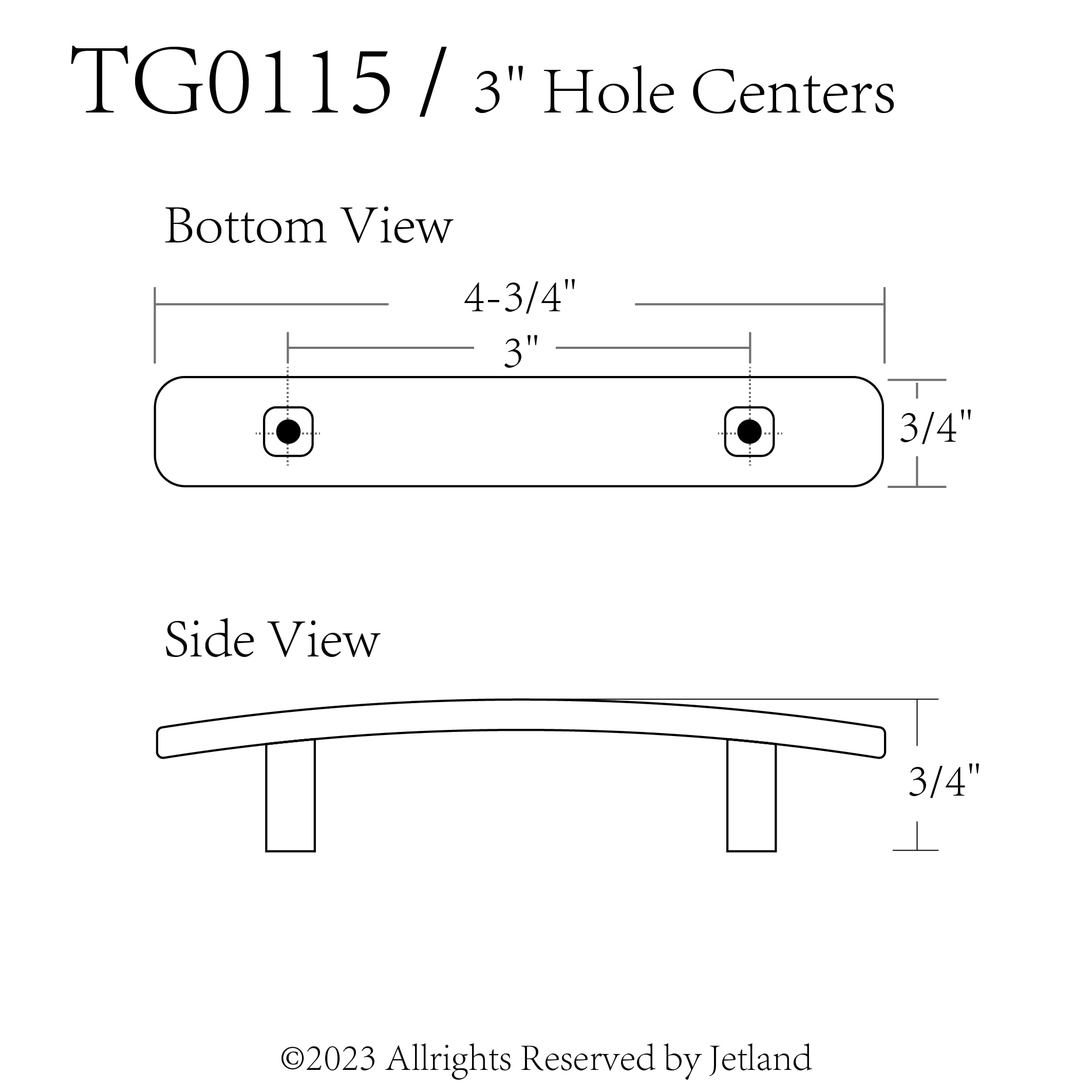 JETLAND antique brass pulls with 3-inch hole centers suit standard cabinet designs.