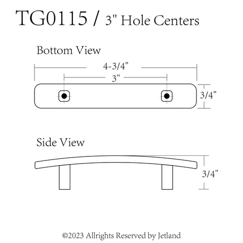 JETLAND antique brass pulls with 3-inch hole centers suit standard cabinet designs.