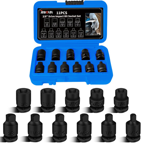 JEUCLEL 11-piece 3/8 drive set in case for organized storage and quick access
