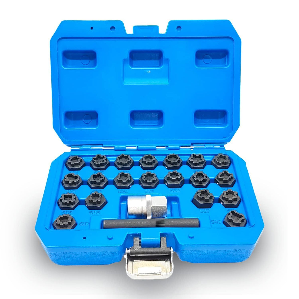 JEUCLEL 22pcs wheel lock nut kit overview shows full set and case for quick anti-theft lug work