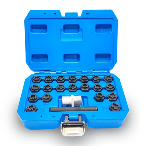 JEUCLEL 22pcs wheel lock nut kit overview shows full set and case for quick anti-theft lug work