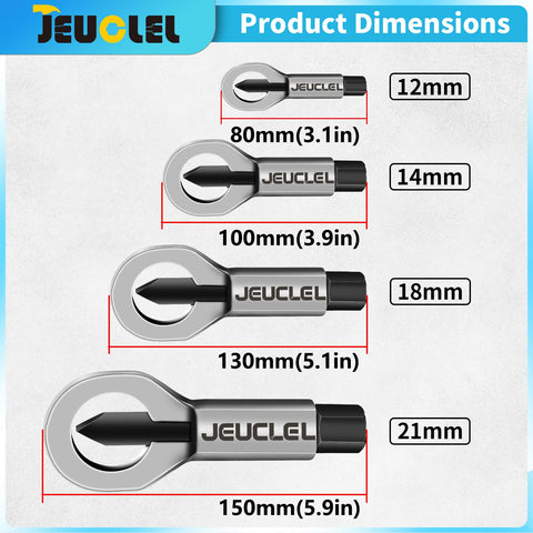 JEUCLEL medium nut splitter tightened to remove a mid-size nut