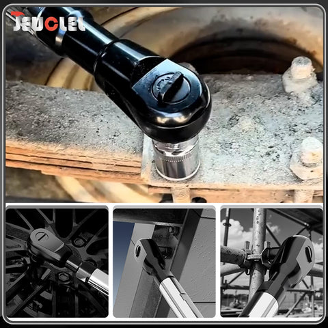 JEUCLEL offset extension wrench delivers 50 ft-lbs electric torque for quick tightening.