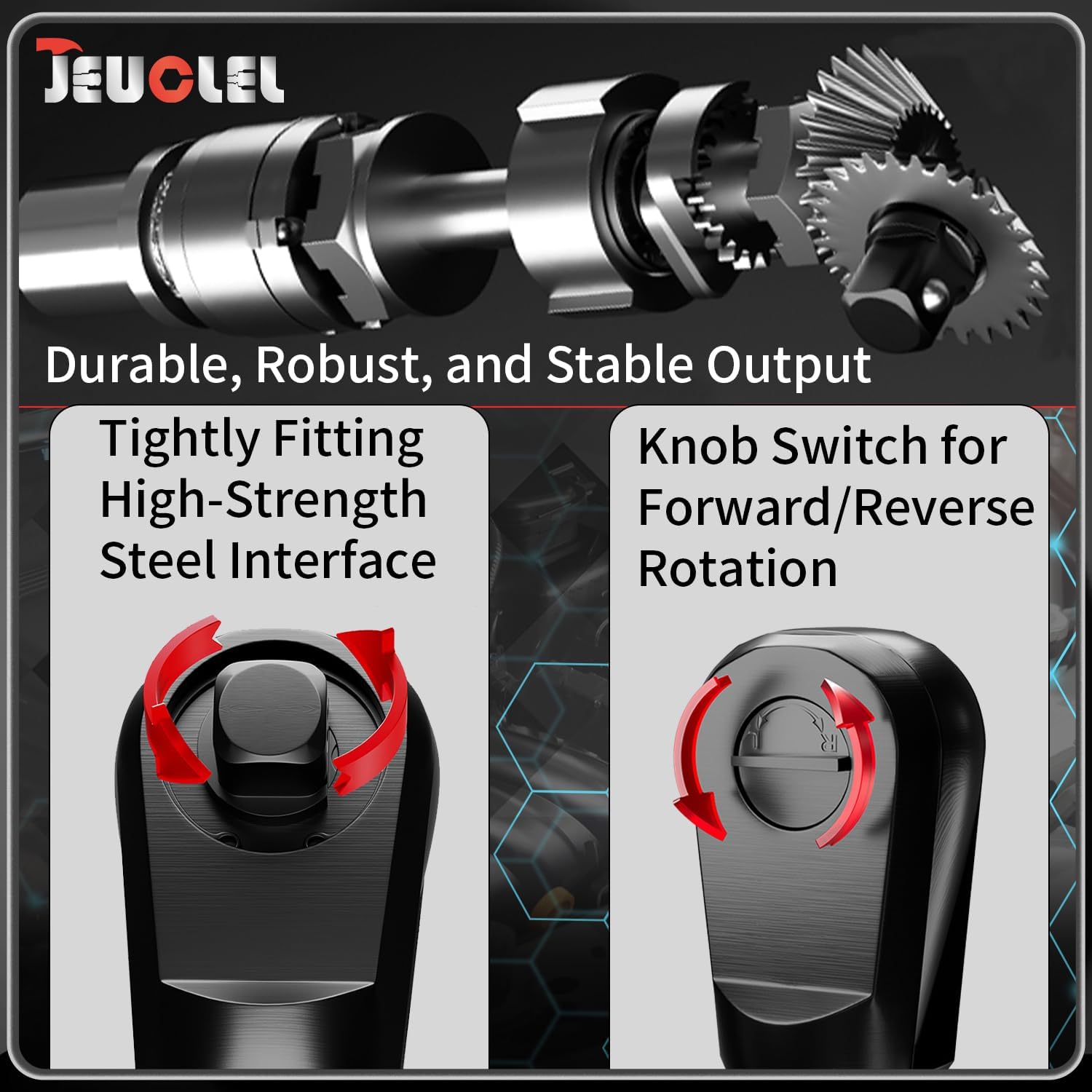 JEUCLEL offset extension wrench features a fixed 1/2 inch joint for reliable coupling.