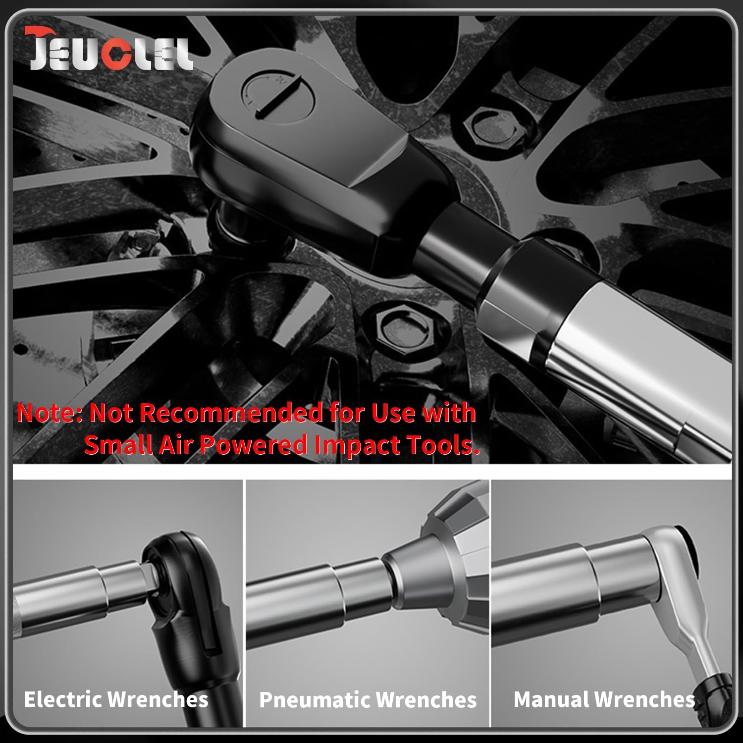 JEUCLEL offset extension wrench uses tungsten steel shaft for durability and corrosion resistance.