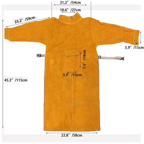 Jewboer welding apron sleeves side view highlighting ergonomic design.