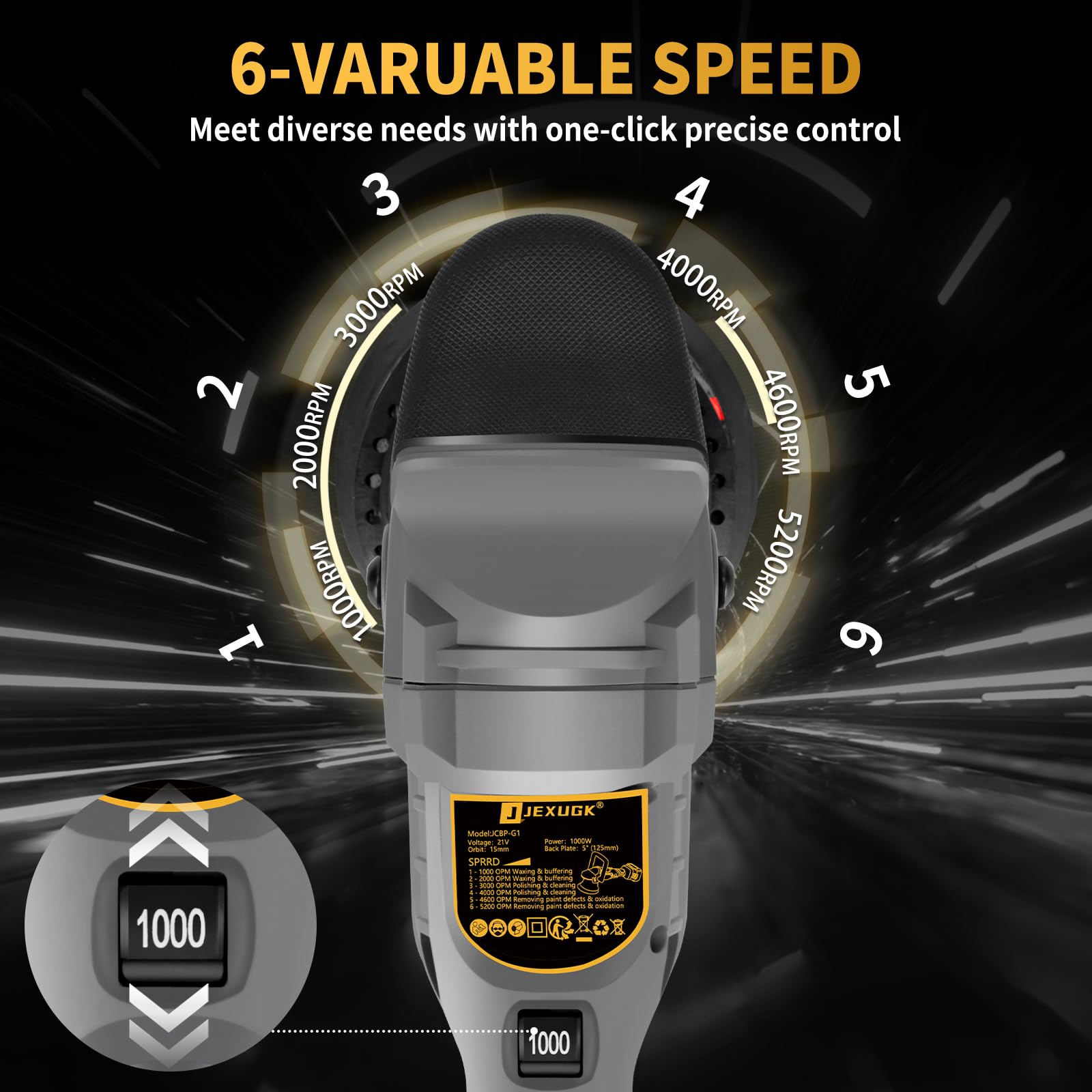 JEXUGK 21V brushless motor for quiet, durable operation