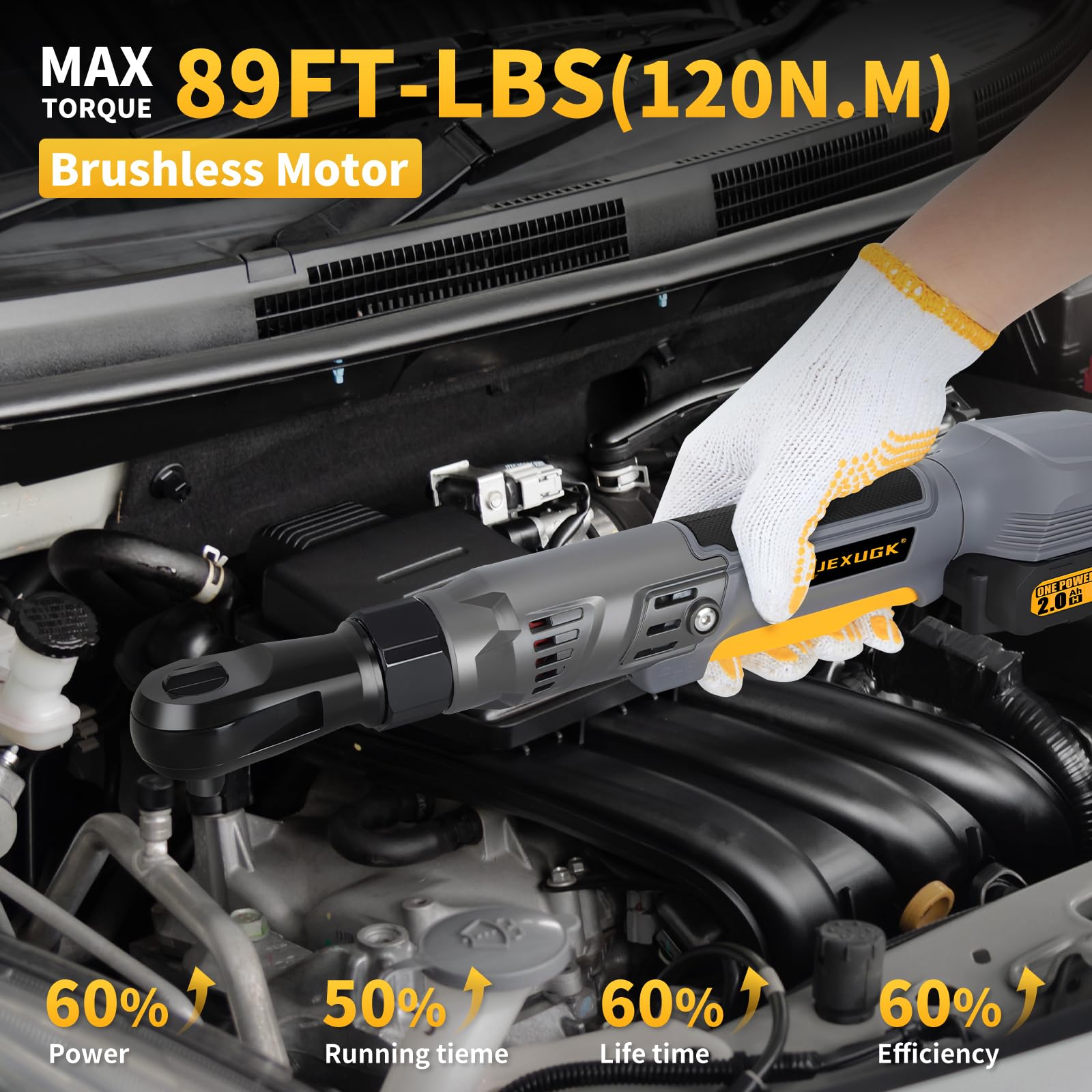 JEXUGK 21V brushless motor delivers efficient power under load