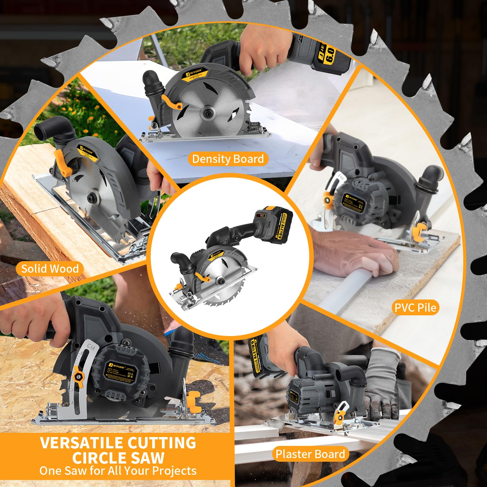 JEXUGK dust port helps keep the workspace tidy.