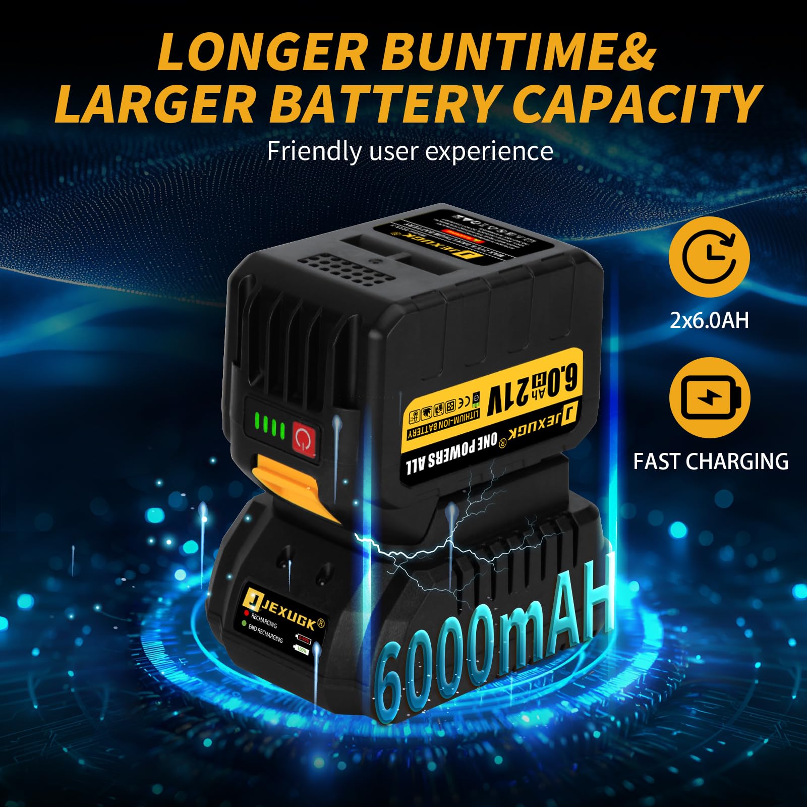 JEXUGK fast charger reduces downtime between projects.