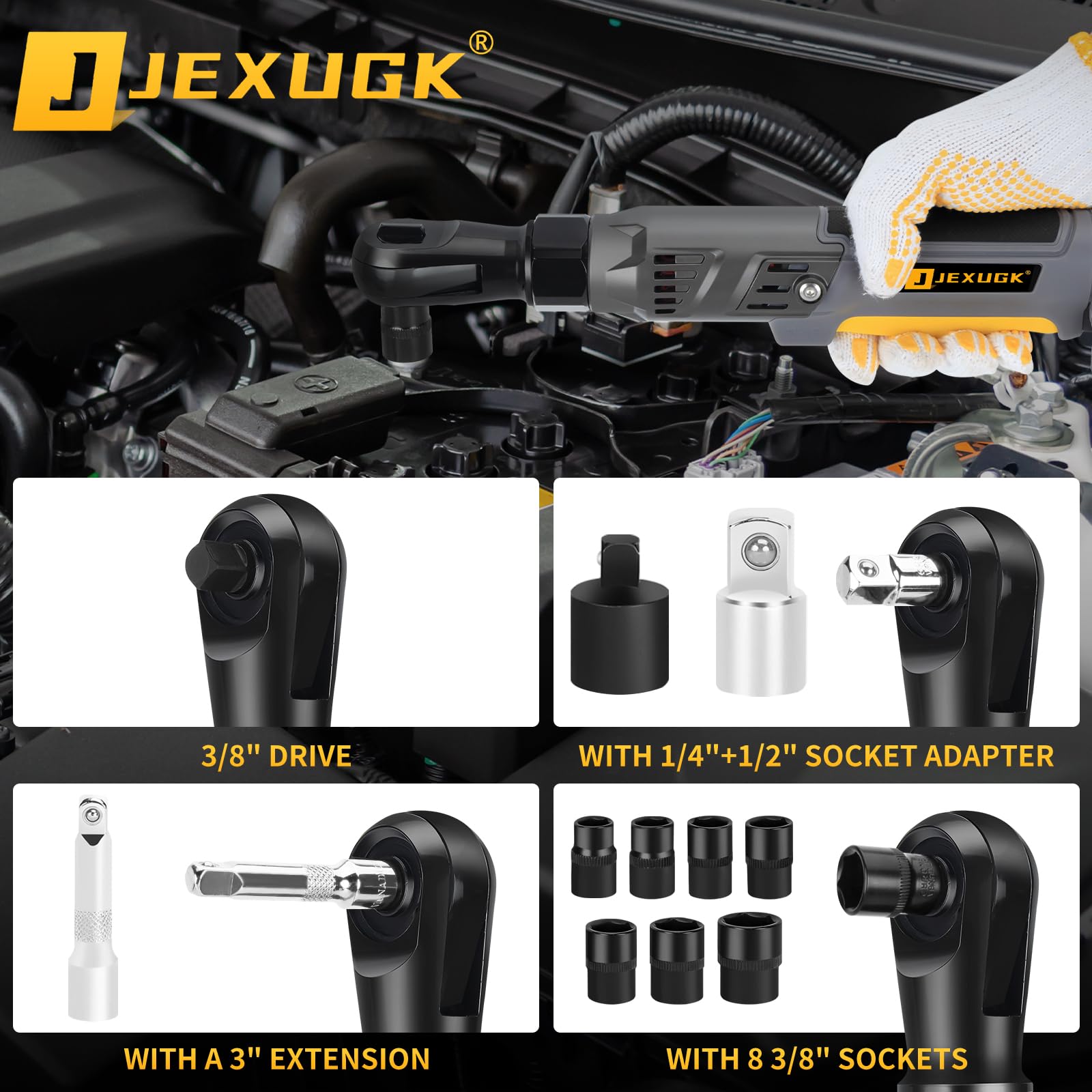 JEXUGK ergonomic non-slip handle provides comfortable grip