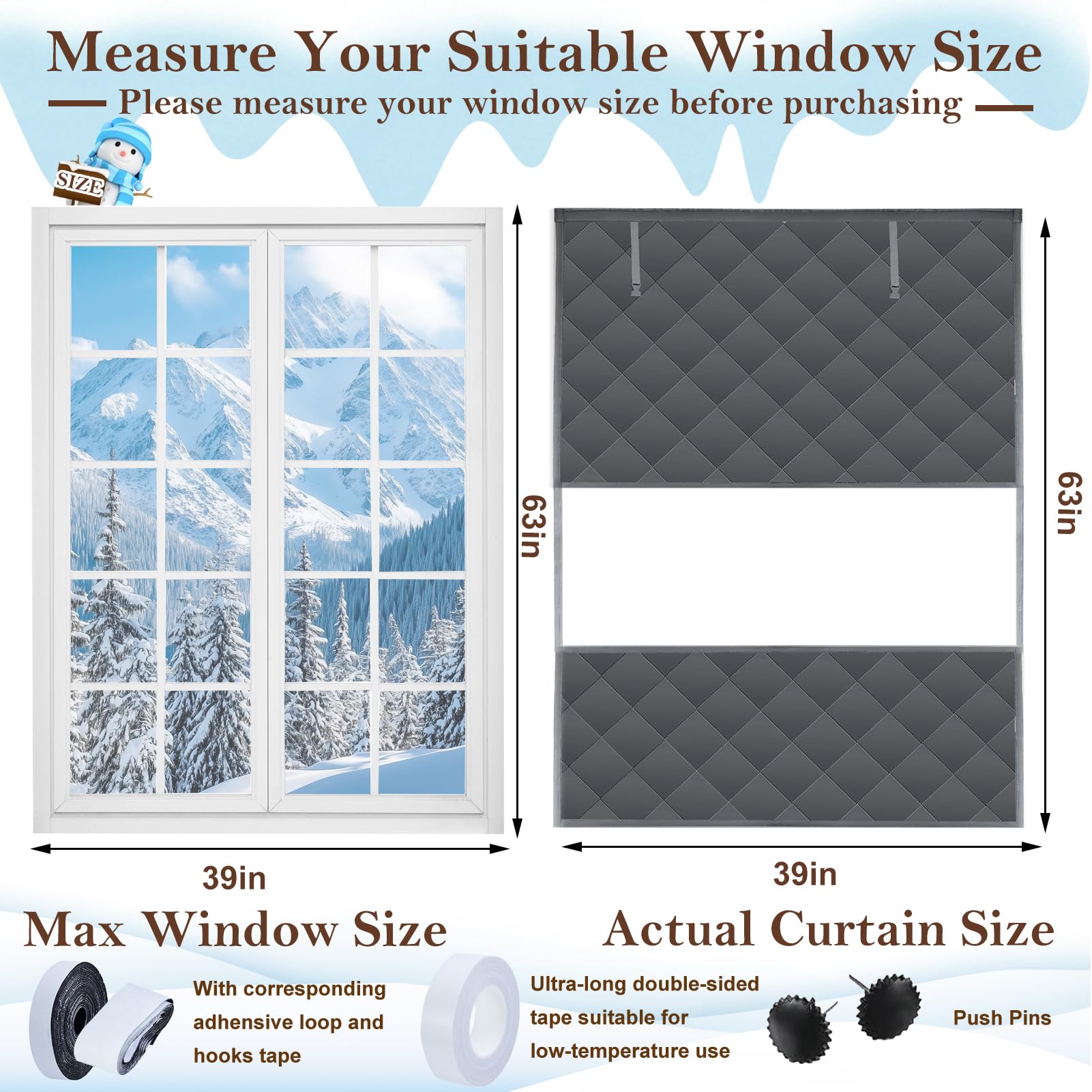 Jeyeou insulated window cover made of waterproof Oxford fabric highlights durable cold protection