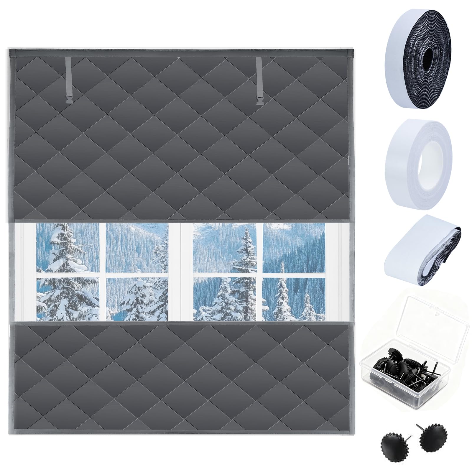 Jeyeou Visible Thermal Window Insulation Kit front view showing three-layer insulation reduces drafts