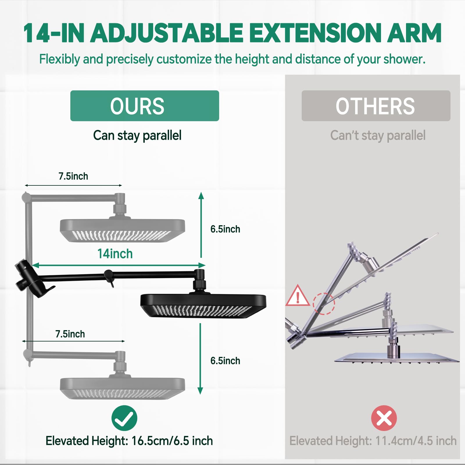 JFJIARUI 14-inch extension arm provides adjustable height and reach