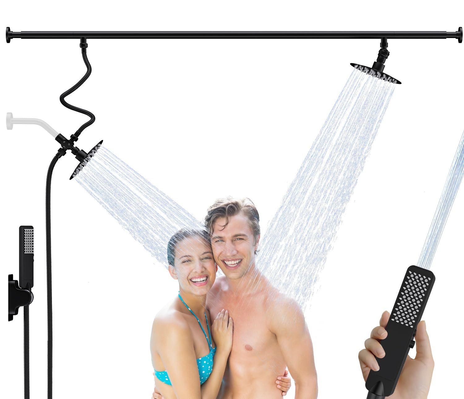JFJIARUI dual shower head for couples delivers broad coverage for two.