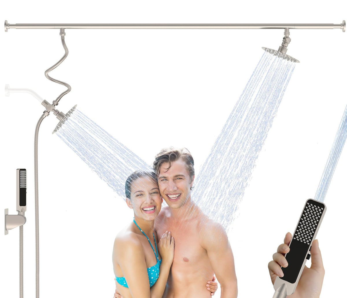 JFJIARUI dual shower head for couples provides full coverage for two