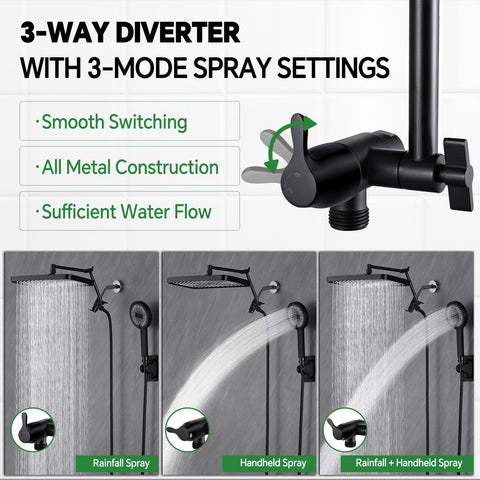 JFJIARUI front-switch diverter enables quick mode changes during showers