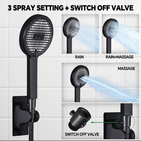 JFJIARUI three-settings shower head offers versatile modes for comfort