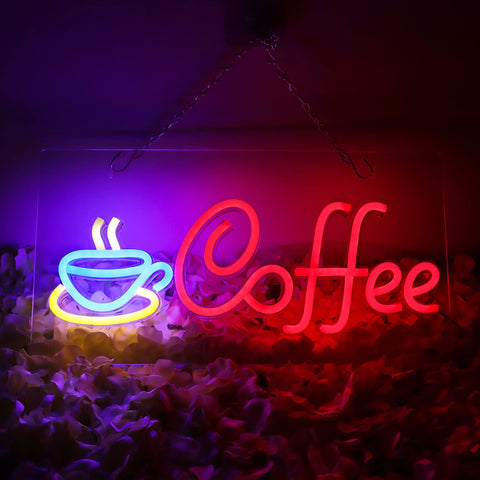 JFLLamp coffee neon sign wall decor with LED glow for stylish living rooms