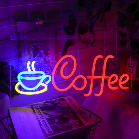 JFLLamp USB-powered neon sign coffee motif for bars and man caves