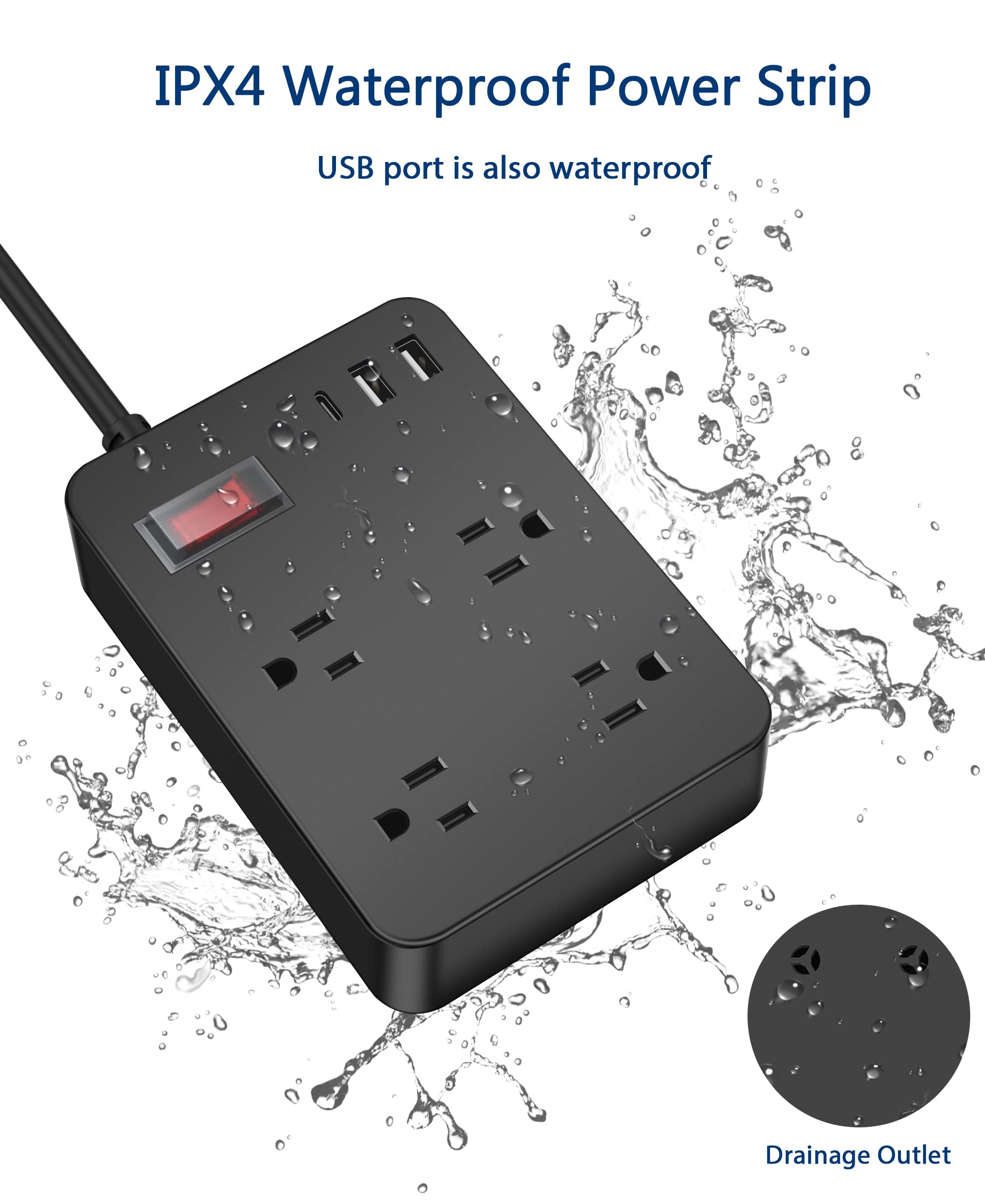 Jgstkcity outdoor power strip four outlets close up for versatile outdoor power