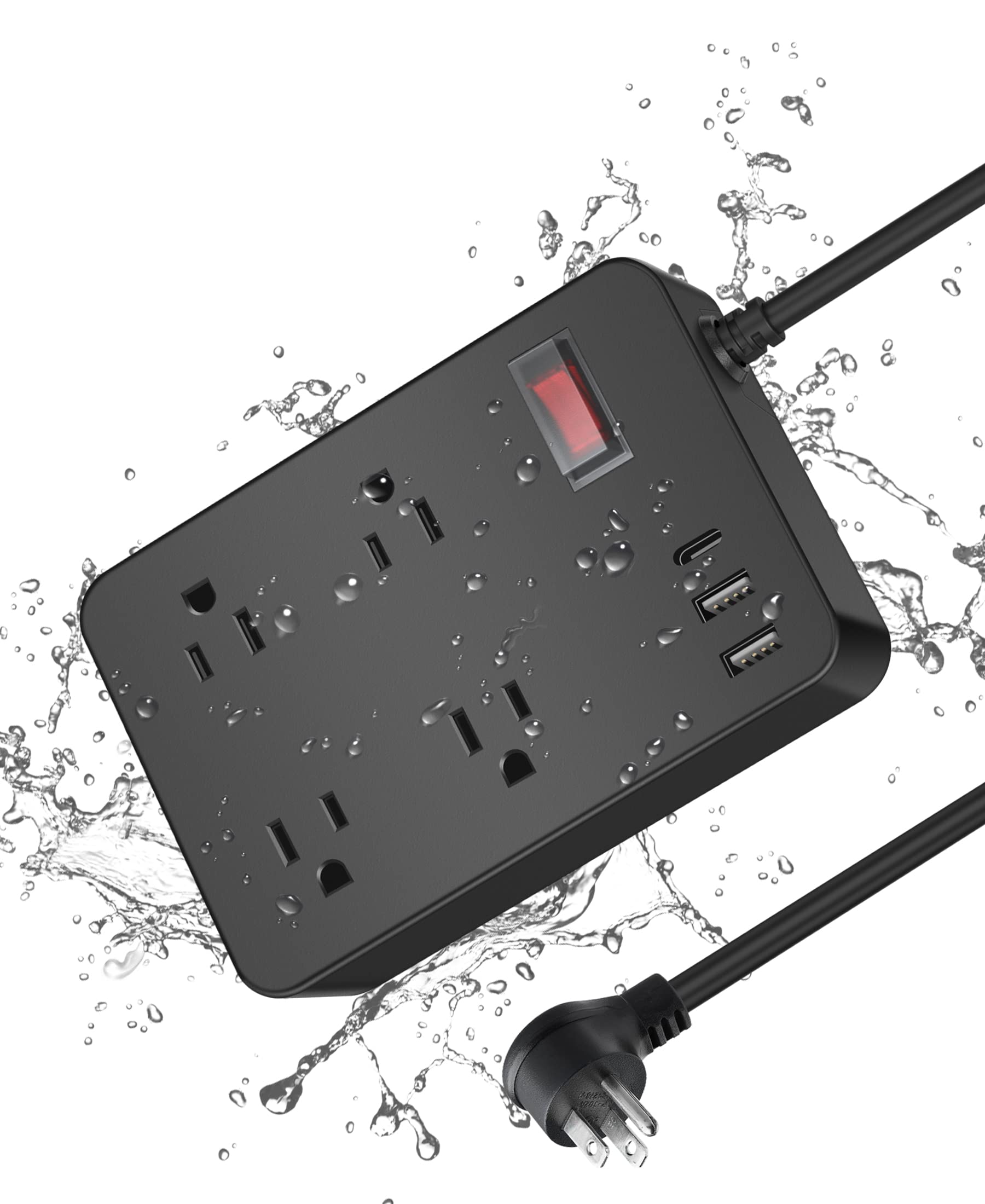 Jgstkcity outdoor power strip USB-C front view for easy outdoor charging
