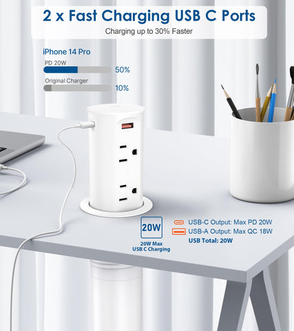 Jgstkcity pop-up outlet with four AC sockets enables multitasking in the office.