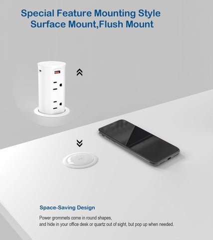 Jgstkcity pop-up outlet provides USB-C and USB-A charging for multiple devices.