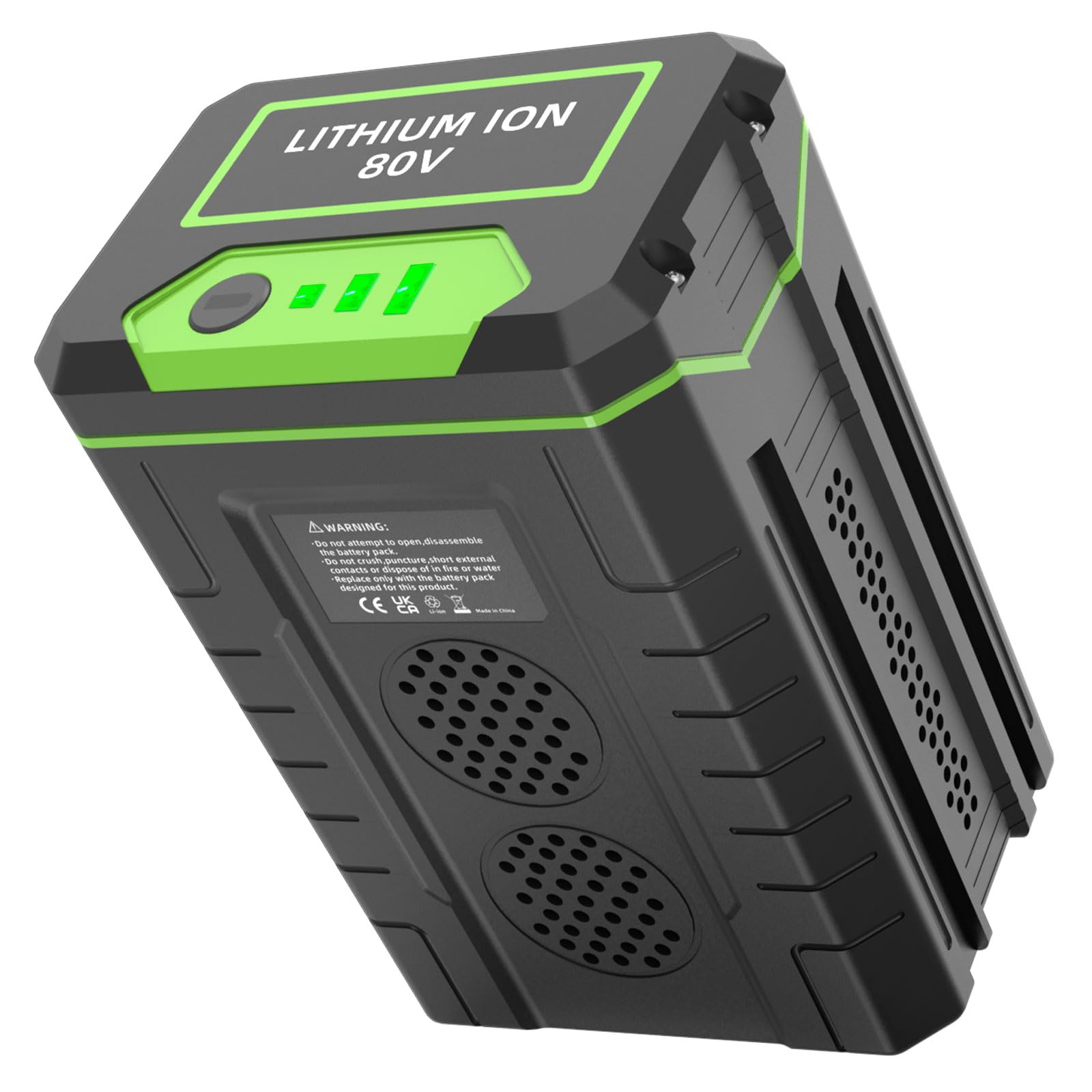 JGTM upgraded 3.5Ah battery exterior view shows extended power for Greenworks 80V tools