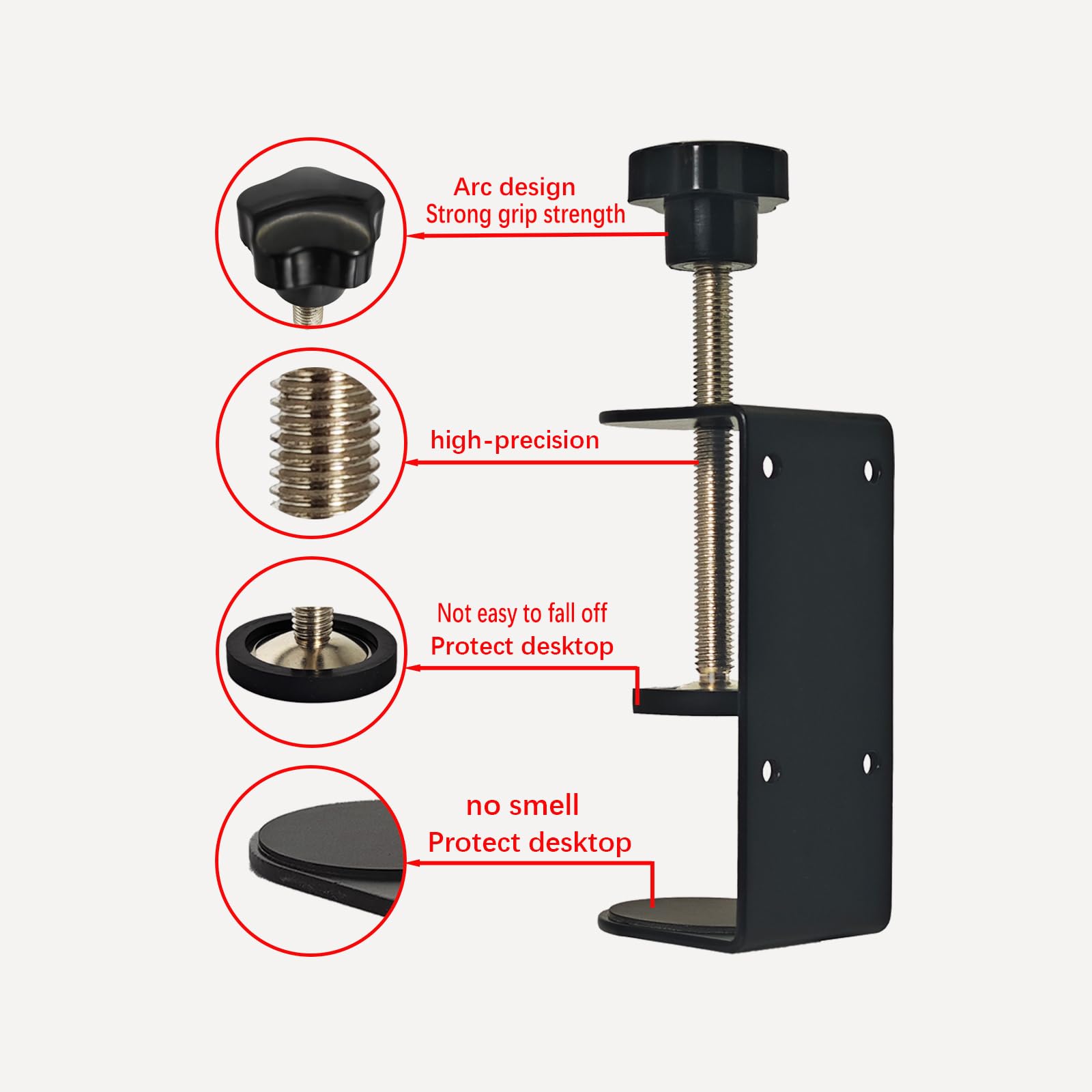 Jhanw 3-in C-Clamp with hex flower handle for easy adjustments.