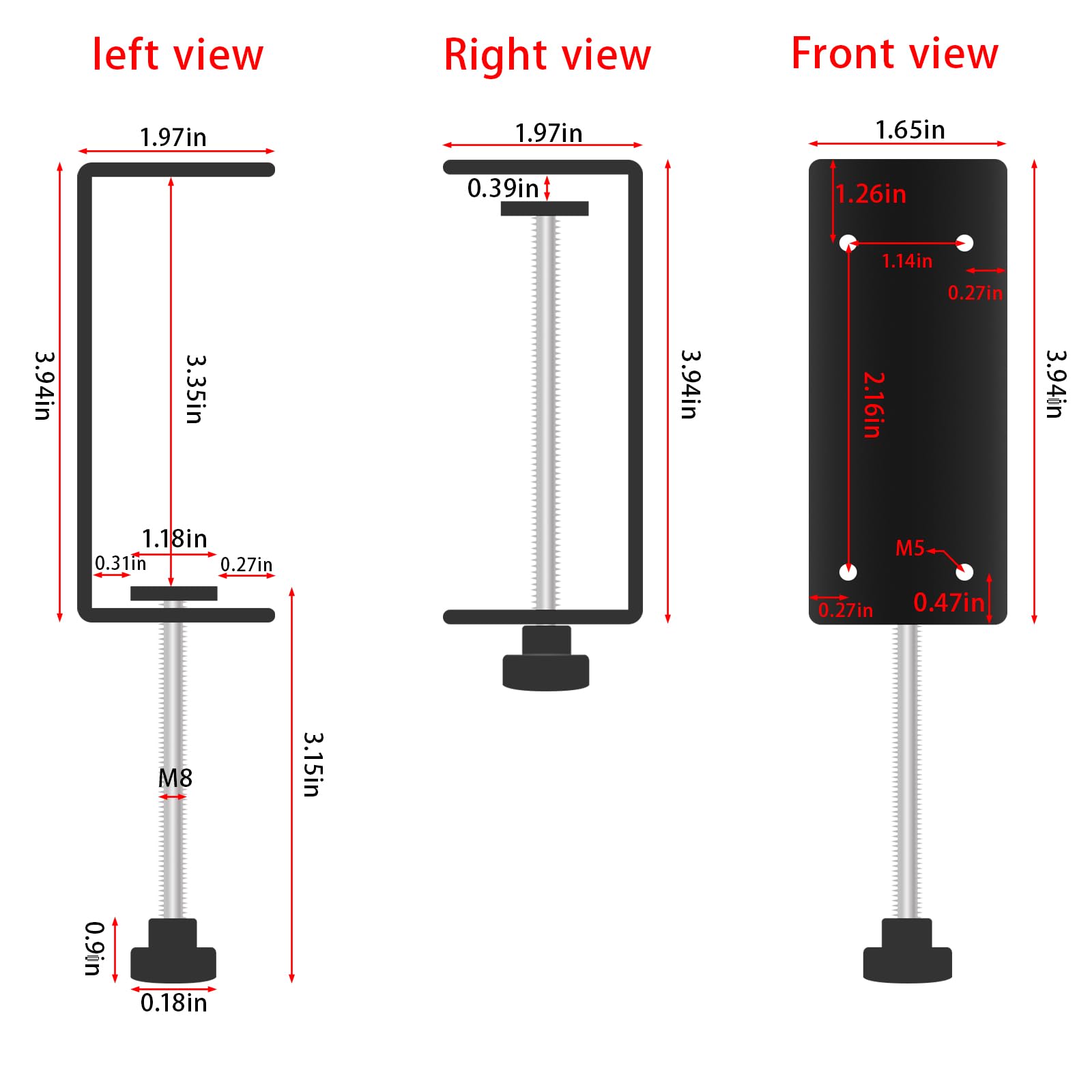 Jhanw 3-in C-Clamp with non-slip pads protects desk surfaces.