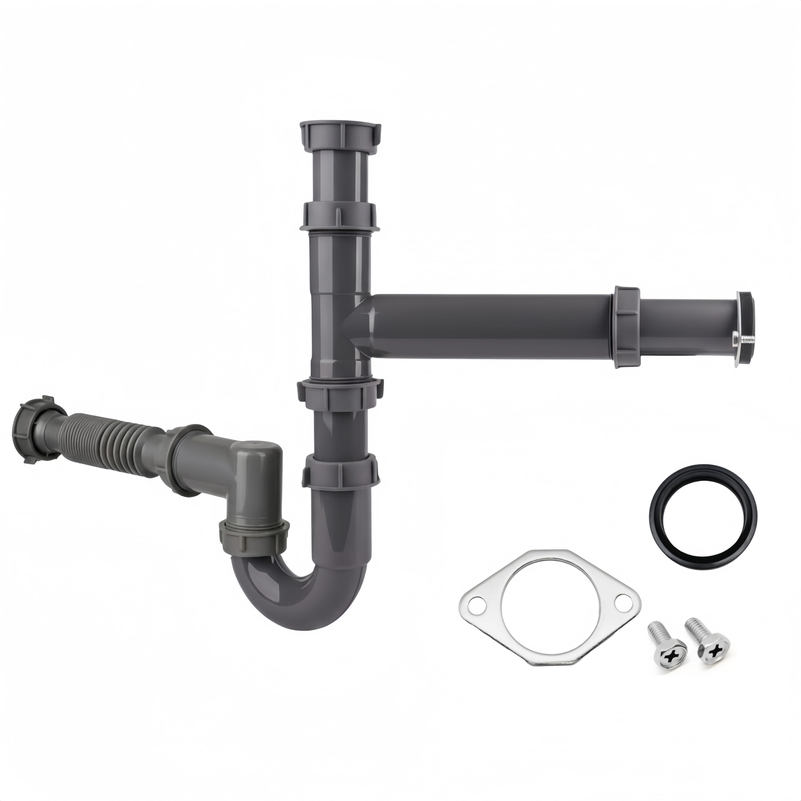 JHBKing garbage disposal installation kit for double-bowl sinks with clear DIY potential