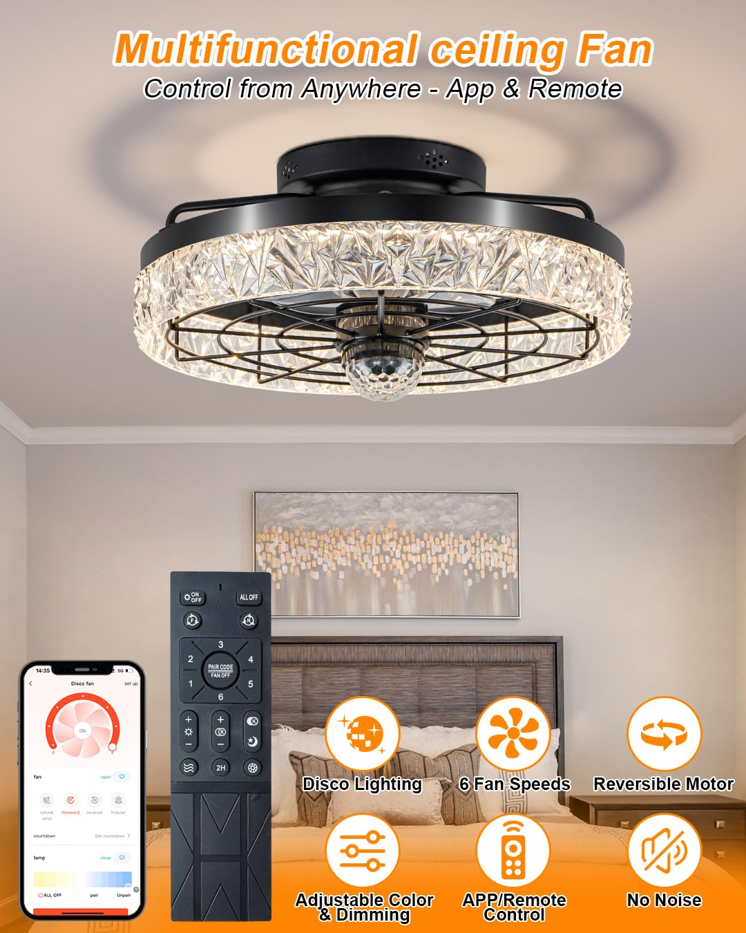 JHSYCH smart app control enables personalized lighting and fan settings.