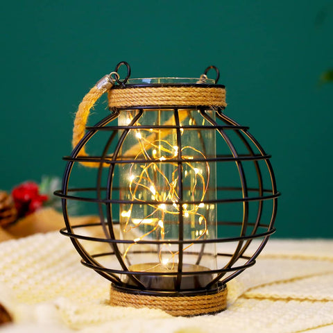 JHY DESIGN hanging lantern with hemp rope for versatile decor